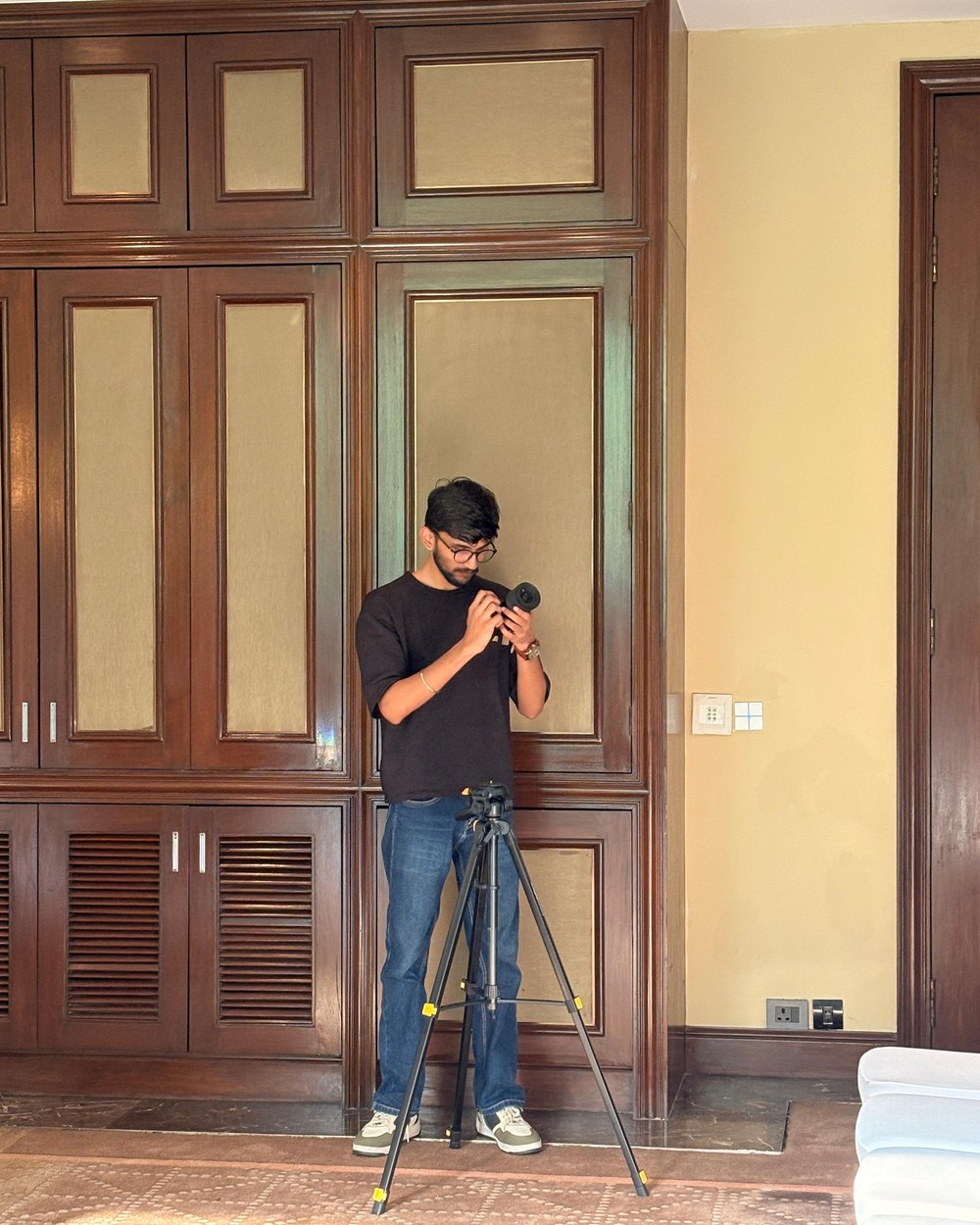 Tushar setting up a camera